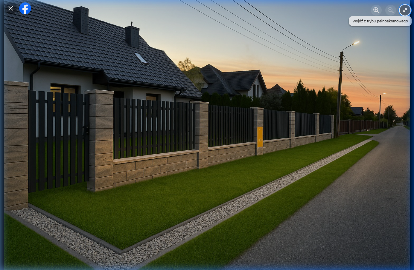 Wizualizacja ogrodzenia przy domu — widok z góry